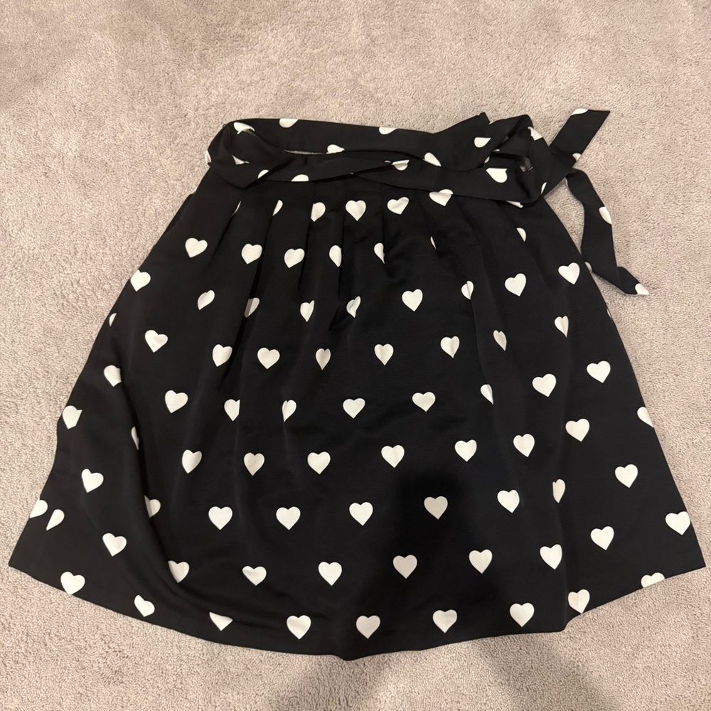 Talbots petite Black and White Heart Print Skirt